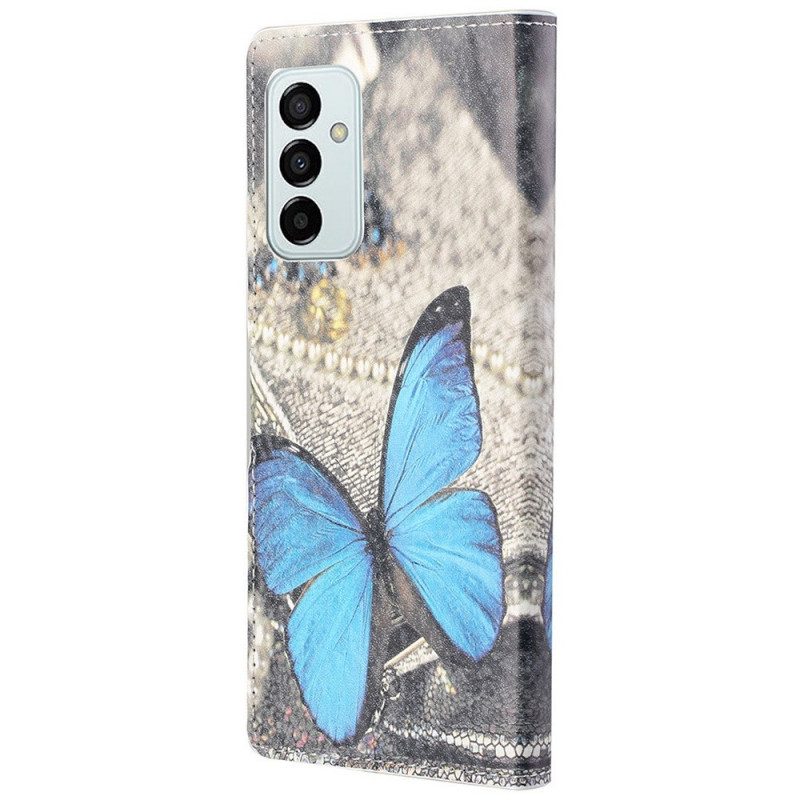 Custodia in pelle Samsung Galaxy M23 5G Farfalla Blu