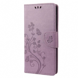 Custodia in pelle Samsung Galaxy M23 5G Farfalle E Fiori