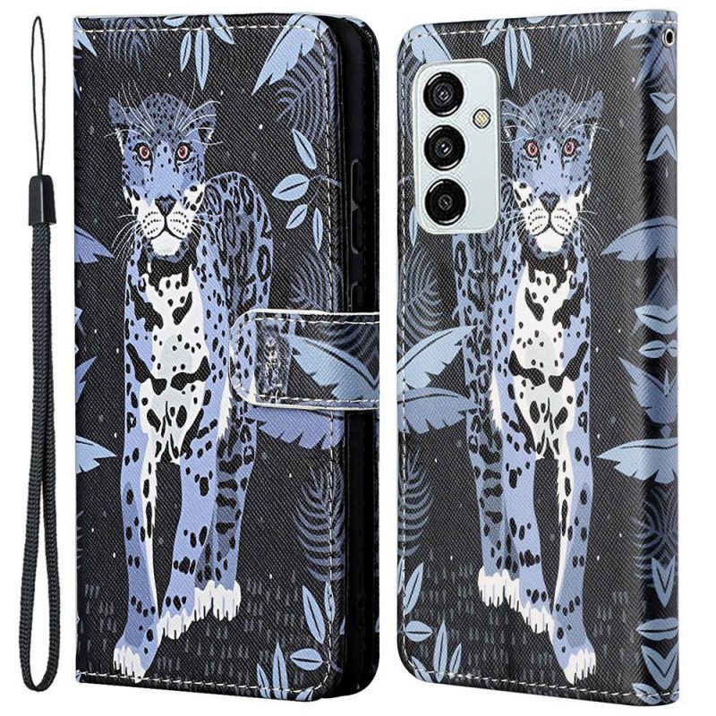 Custodia in pelle Samsung Galaxy M23 5G Leopardo Con Spalline