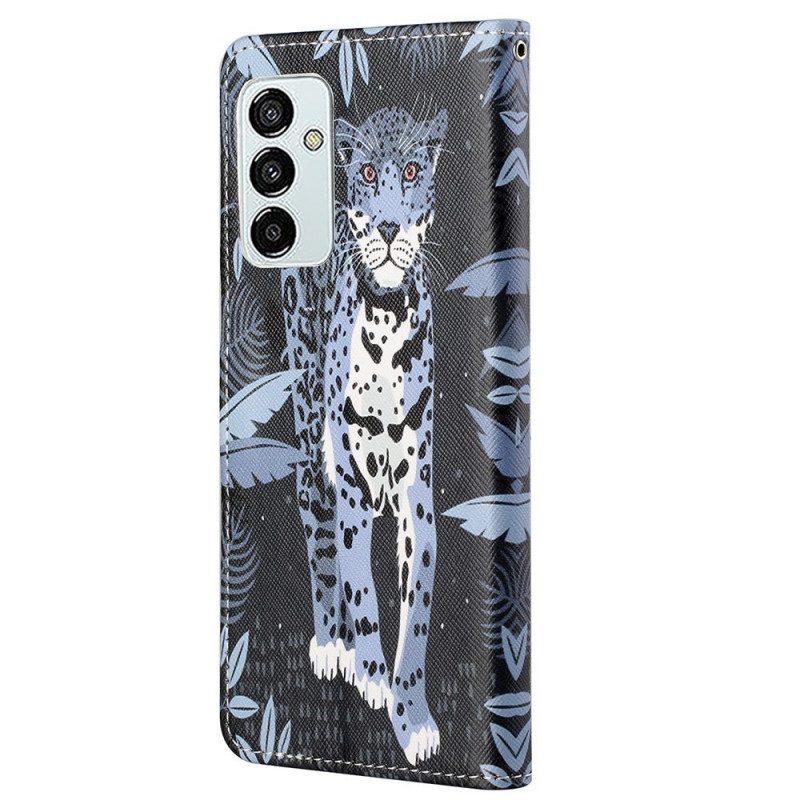 Custodia in pelle Samsung Galaxy M23 5G Leopardo Con Spalline