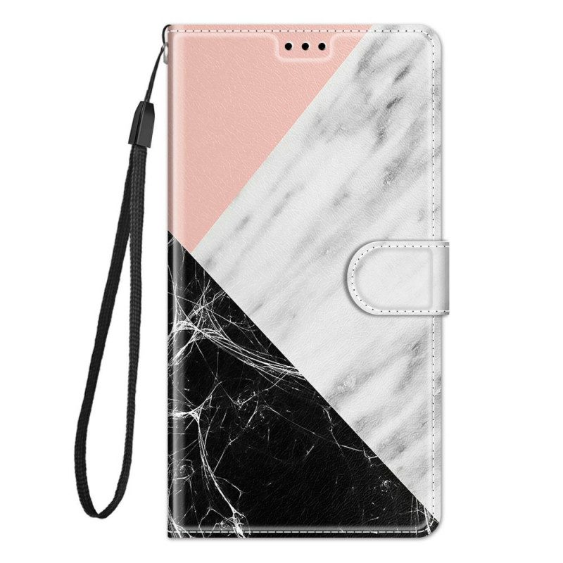 Custodia in pelle Samsung Galaxy M23 5G Marmo E Cordino