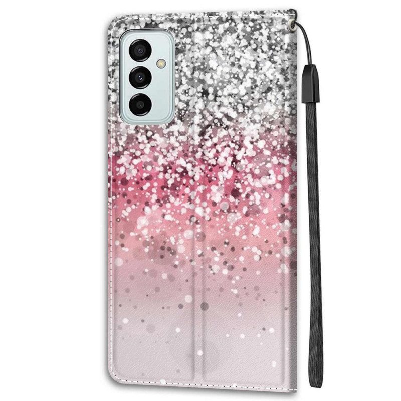 Custodia in pelle Samsung Galaxy M23 5G Paillettes Con Cinturino