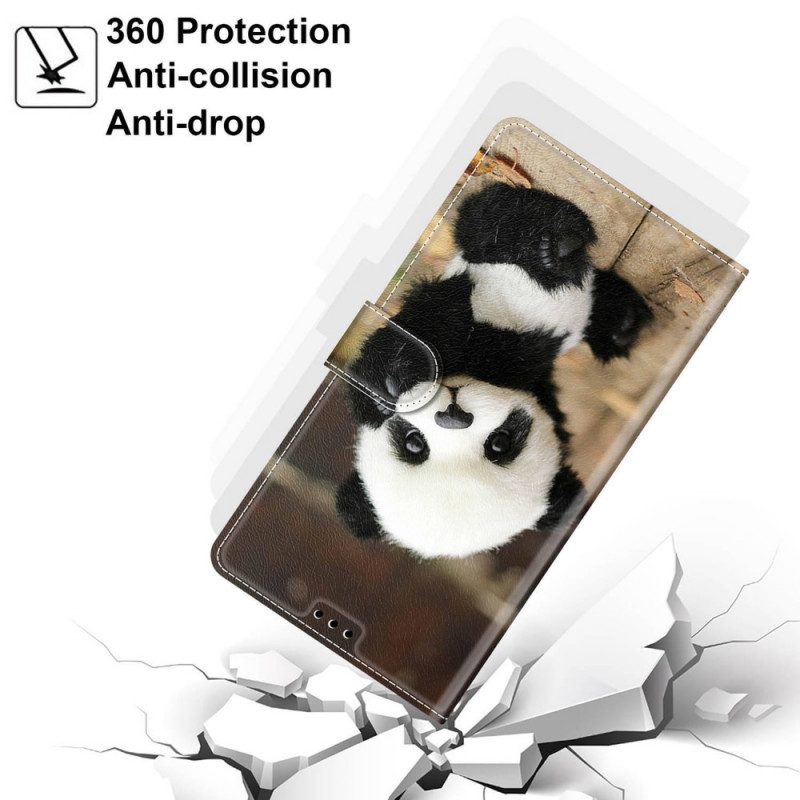 Custodia in pelle Samsung Galaxy M23 5G Piccolo Panda Con Cinturino