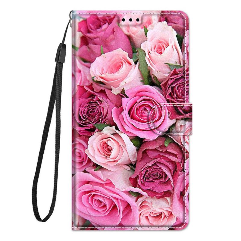 Custodia in pelle Samsung Galaxy M23 5G Rose Con Cordino