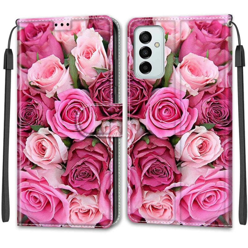 Custodia in pelle Samsung Galaxy M23 5G Rose Con Cordino