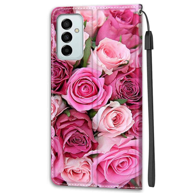 Custodia in pelle Samsung Galaxy M23 5G Rose Con Cordino