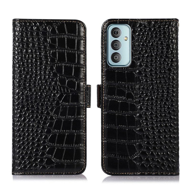 Custodia in pelle Samsung Galaxy M23 5G Vera Pelle Stile Coccodrillo