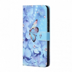 Folio Cover Samsung Galaxy M23 5G Farfalle Di Diamanti Strappy