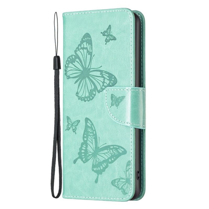 Folio Cover Samsung Galaxy M23 5G Farfalle Stampate Strappy