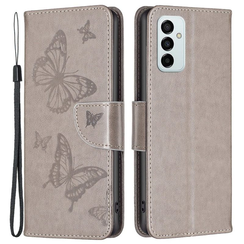 Folio Cover Samsung Galaxy M23 5G Farfalle Stampate Strappy