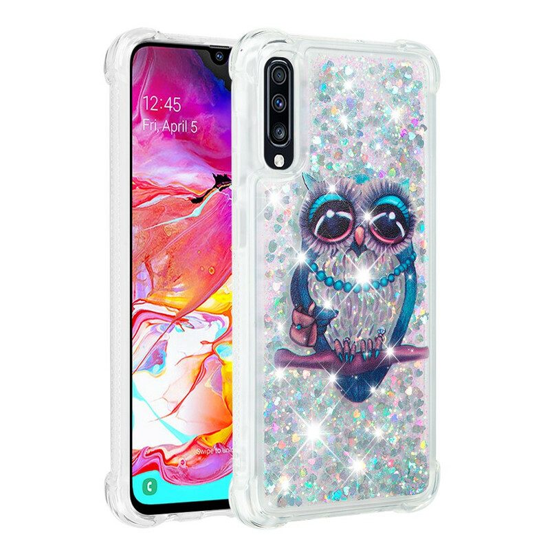 Cover Samsung Galaxy A70 Miss Owl Paillettes