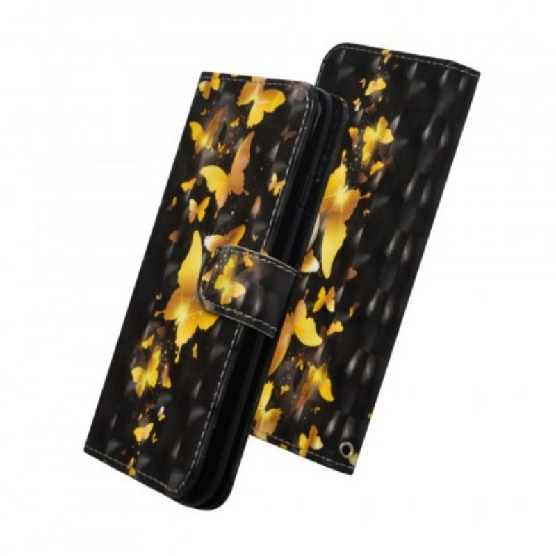 Custodia A Portafoglio Samsung Galaxy A70 Farfalle Gialle