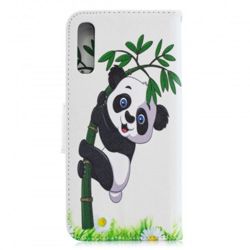 Custodia A Portafoglio Samsung Galaxy A70 Panda Su Bambù