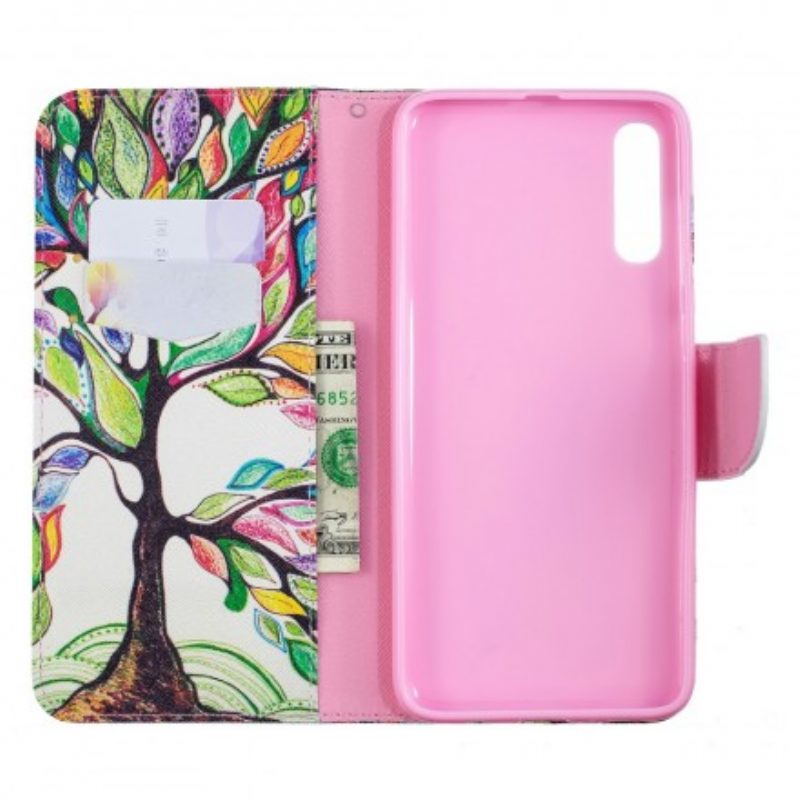 Custodia in pelle Samsung Galaxy A70 Albero Colorato