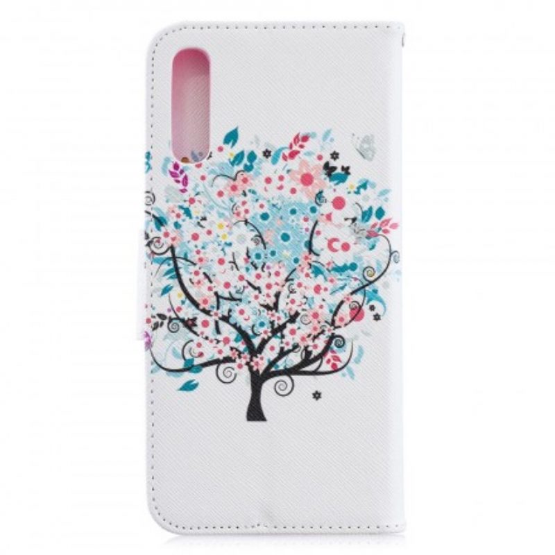 Custodia in pelle Samsung Galaxy A70 Albero Fiorito