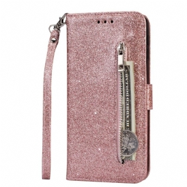 Custodia in pelle Samsung Galaxy A70 Borsa Glitterata Con Cinturino