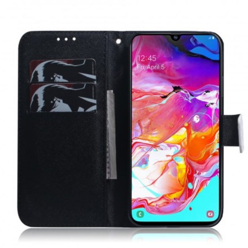 Custodia in pelle Samsung Galaxy A70 Faccia Da Panda