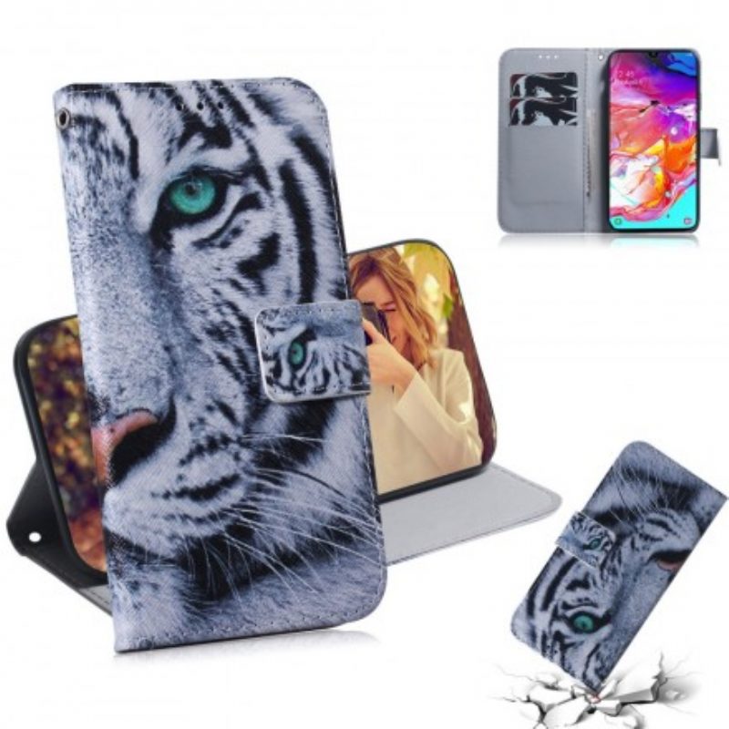 Custodia in pelle Samsung Galaxy A70 Faccia Da Tigre