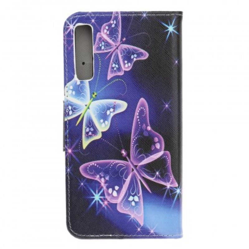 Custodia in pelle Samsung Galaxy A70 Farfalle E Fiori