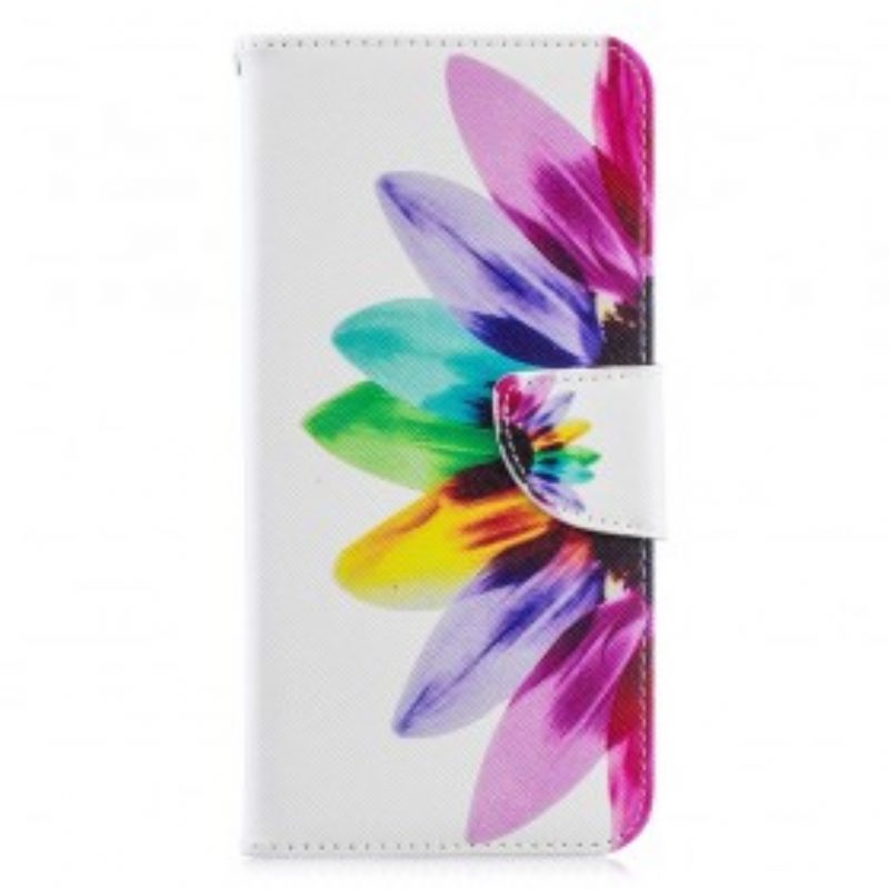 Custodia in pelle Samsung Galaxy A70 Fiore Dell'acquerello