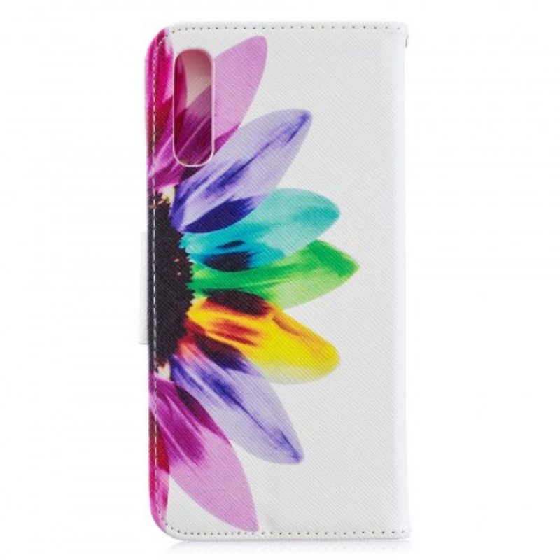 Custodia in pelle Samsung Galaxy A70 Fiore Dell'acquerello