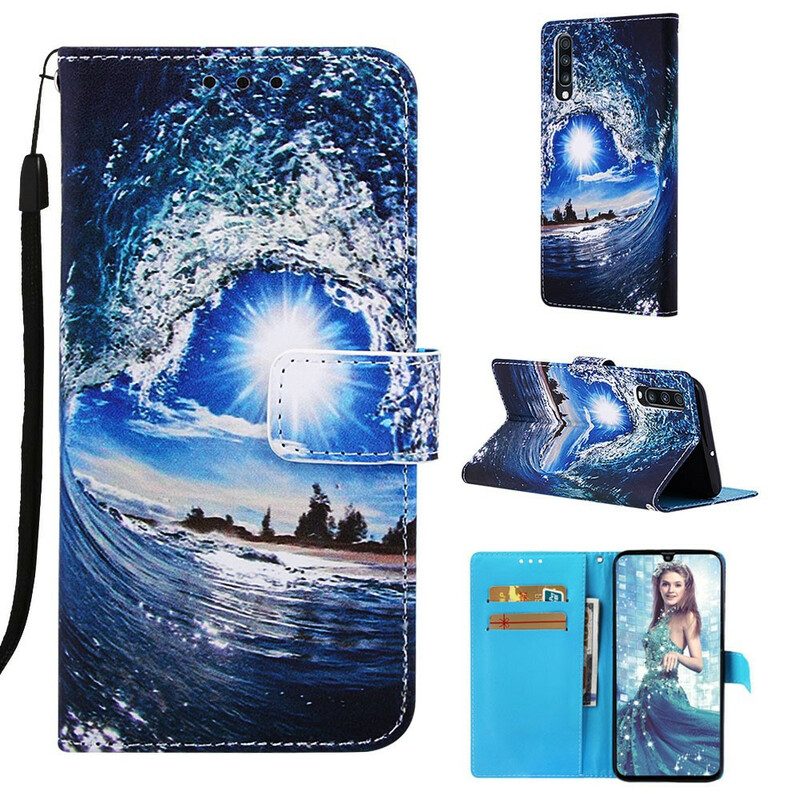 Custodia in pelle Samsung Galaxy A70 Paesaggio Con Cordino Daydreams