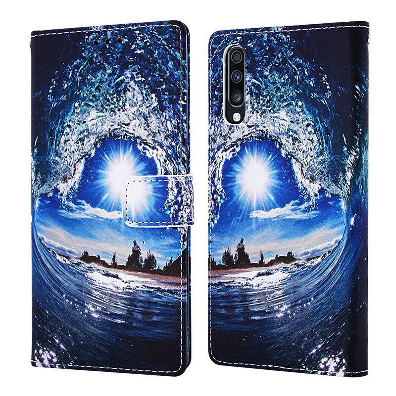 Custodia in pelle Samsung Galaxy A70 Paesaggio Con Cordino Daydreams