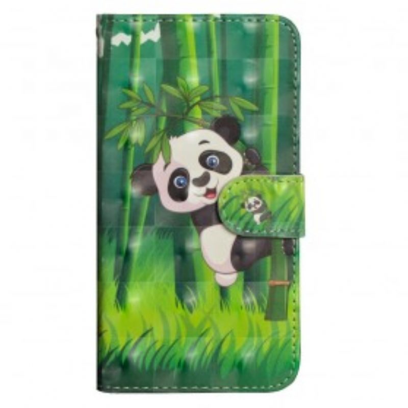 Custodia in pelle Samsung Galaxy A70 Panda E Bambù