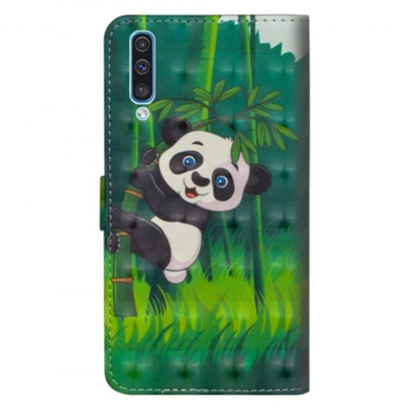 Custodia in pelle Samsung Galaxy A70 Panda E Bambù