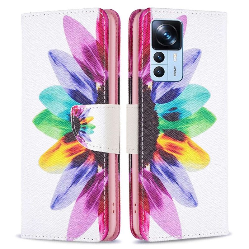 Custodia A Portafoglio Xiaomi 12T / 12T Pro Fiore Dell'acquerello