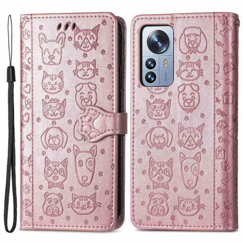 Custodia in pelle Xiaomi 12T / 12T Pro Animali Perizoma