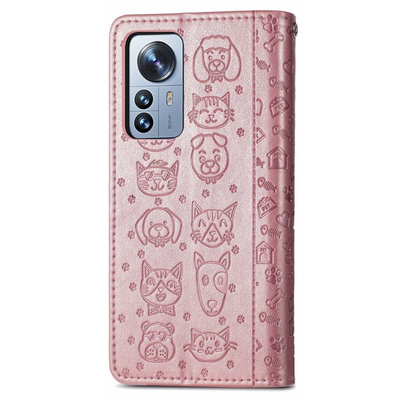 Custodia in pelle Xiaomi 12T / 12T Pro Animali Perizoma