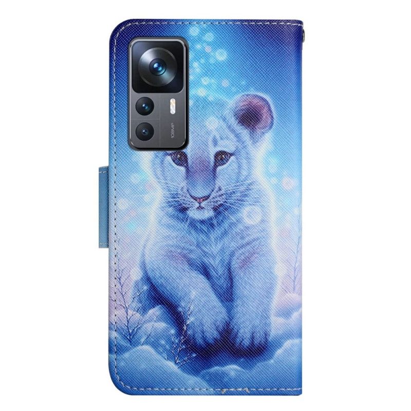 Custodia in pelle Xiaomi 12T / 12T Pro Baby Leopardo Con Cinturino