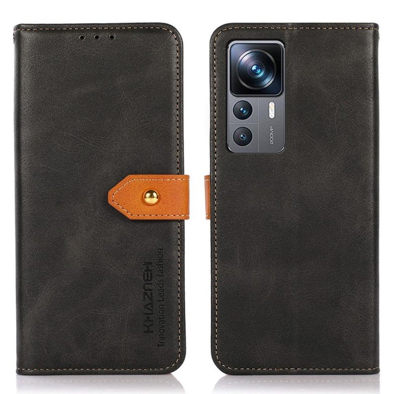 Custodia in pelle Xiaomi 12T / 12T Pro Chiusura Dorata Bicolore Khazneh