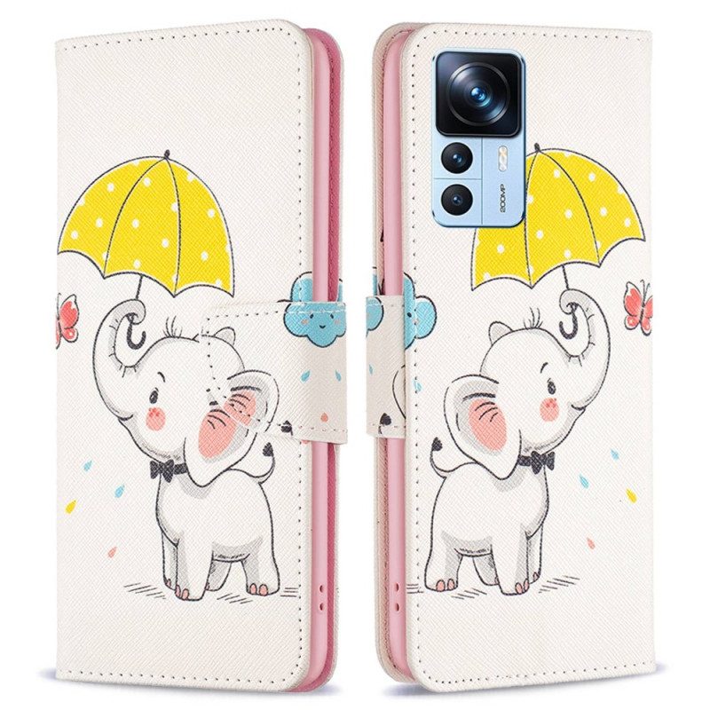 Custodia in pelle Xiaomi 12T / 12T Pro Cucciolo Di Elefante