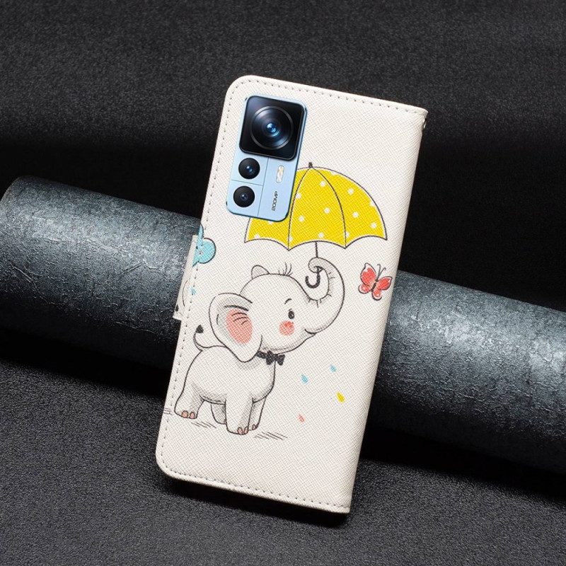 Custodia in pelle Xiaomi 12T / 12T Pro Cucciolo Di Elefante