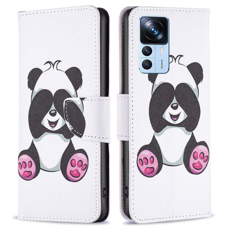 Custodia in pelle Xiaomi 12T / 12T Pro Divertimento Panda