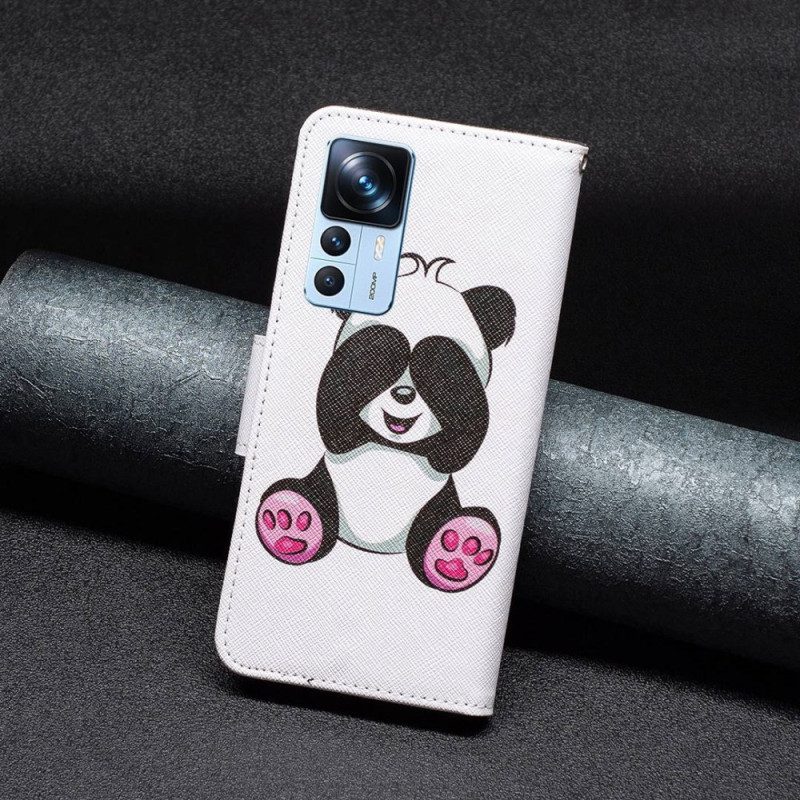 Custodia in pelle Xiaomi 12T / 12T Pro Divertimento Panda