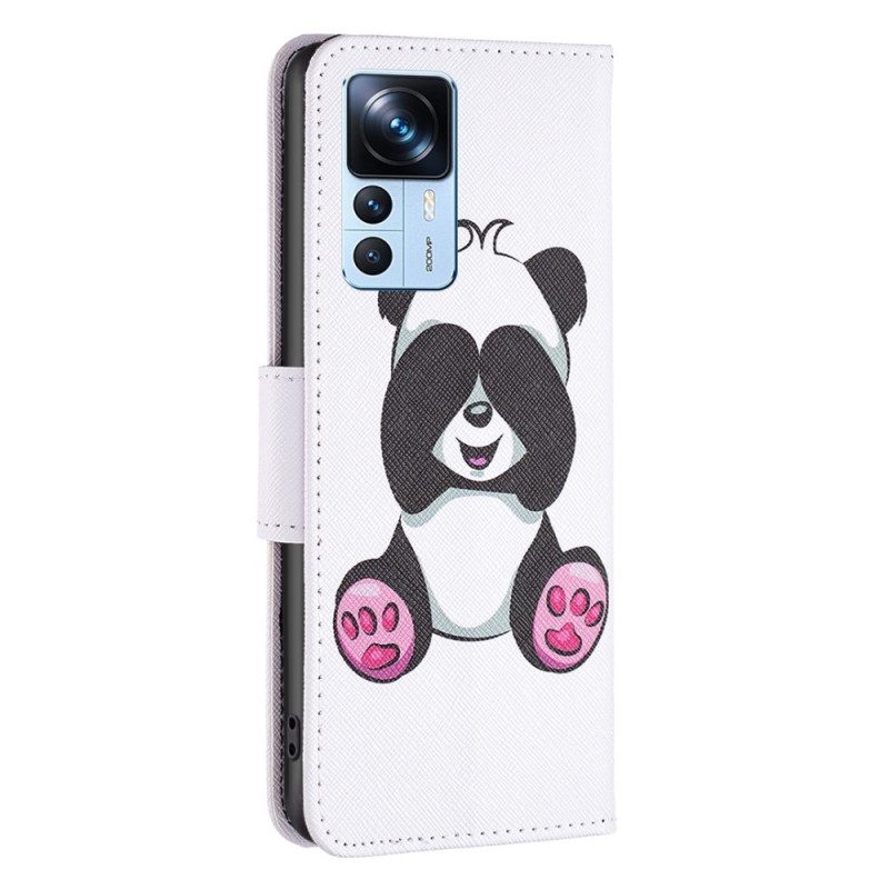 Custodia in pelle Xiaomi 12T / 12T Pro Divertimento Panda