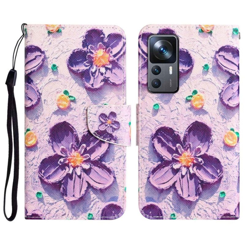 Custodia in pelle Xiaomi 12T / 12T Pro Fiori Strappy