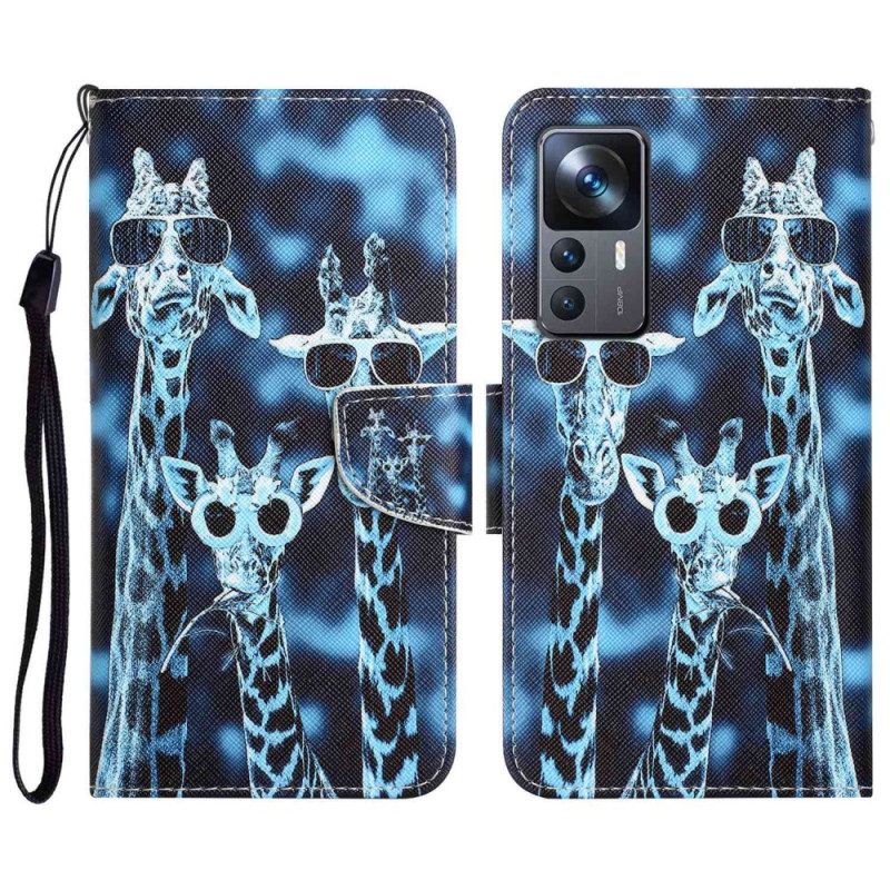 Custodia in pelle Xiaomi 12T / 12T Pro Giraffe In Incognito Nel Cordino