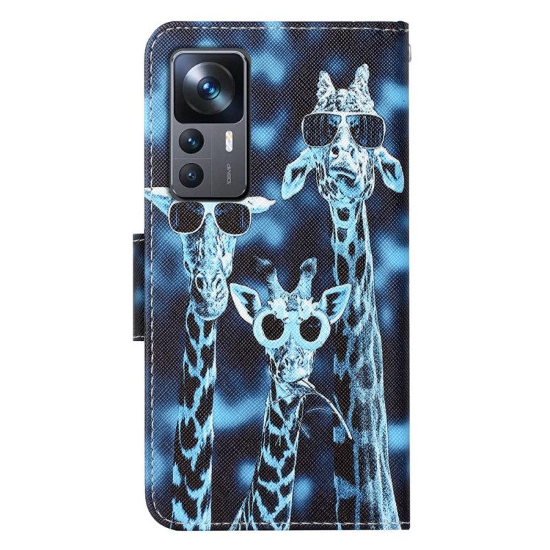 Custodia in pelle Xiaomi 12T / 12T Pro Giraffe In Incognito Nel Cordino