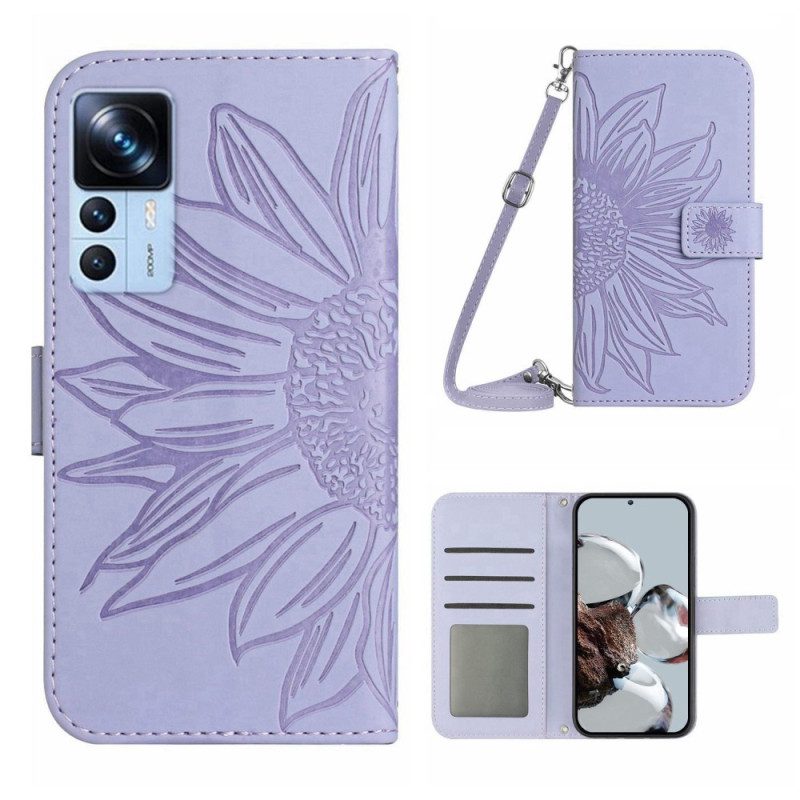 Custodia in pelle Xiaomi 12T / 12T Pro Girasole E Tracolla