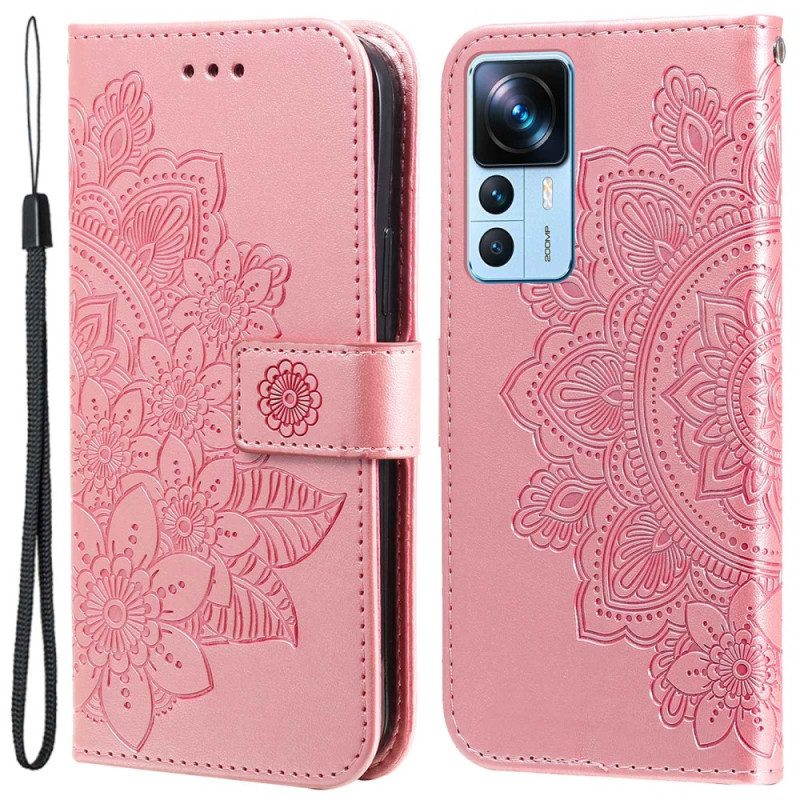 Custodia in pelle Xiaomi 12T / 12T Pro Mandala Strappy