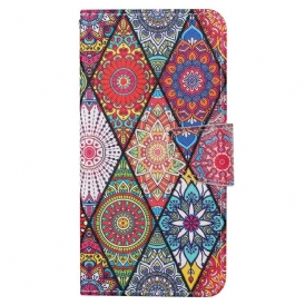 Custodia in pelle Xiaomi 12T / 12T Pro Patchwork Con Cordino