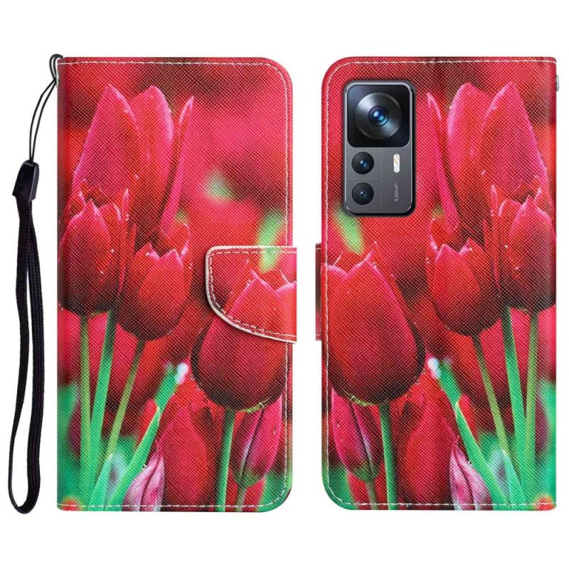 Custodia in pelle Xiaomi 12T / 12T Pro Perizoma Tulipani