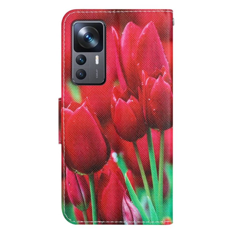 Custodia in pelle Xiaomi 12T / 12T Pro Perizoma Tulipani