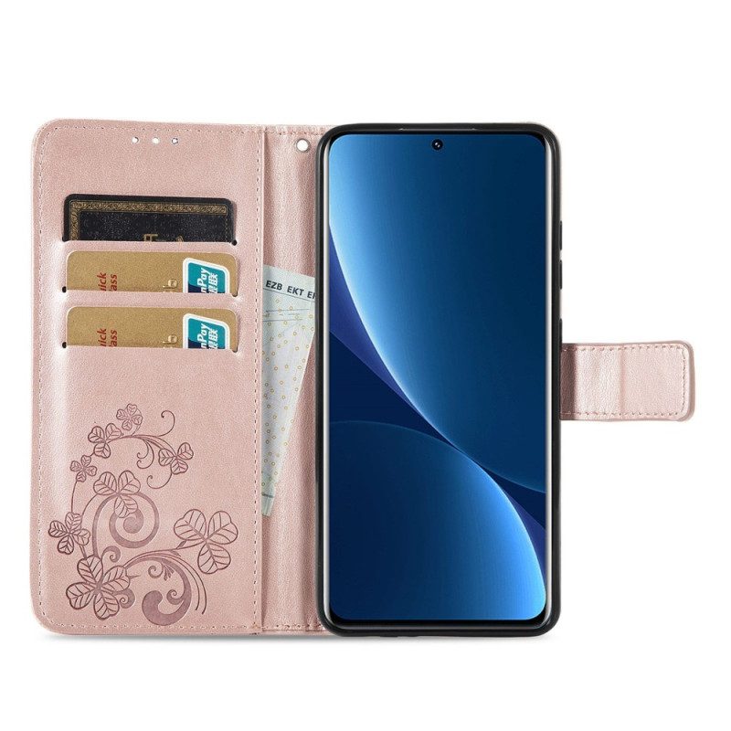 Custodia in pelle Xiaomi 12T / 12T Pro Piccoli Fiori A Tracolla