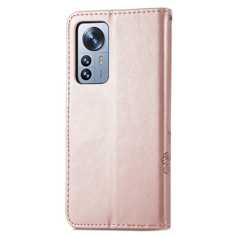 Custodia in pelle Xiaomi 12T / 12T Pro Piccoli Fiori A Tracolla