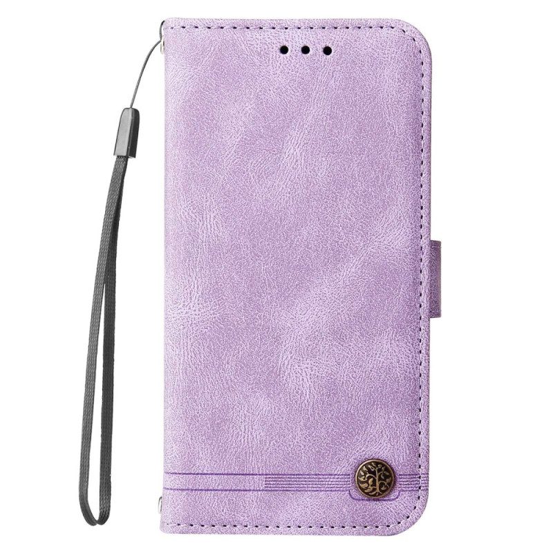 Custodia in pelle Xiaomi 12T / 12T Pro Rivetto Decorativo E Cordino